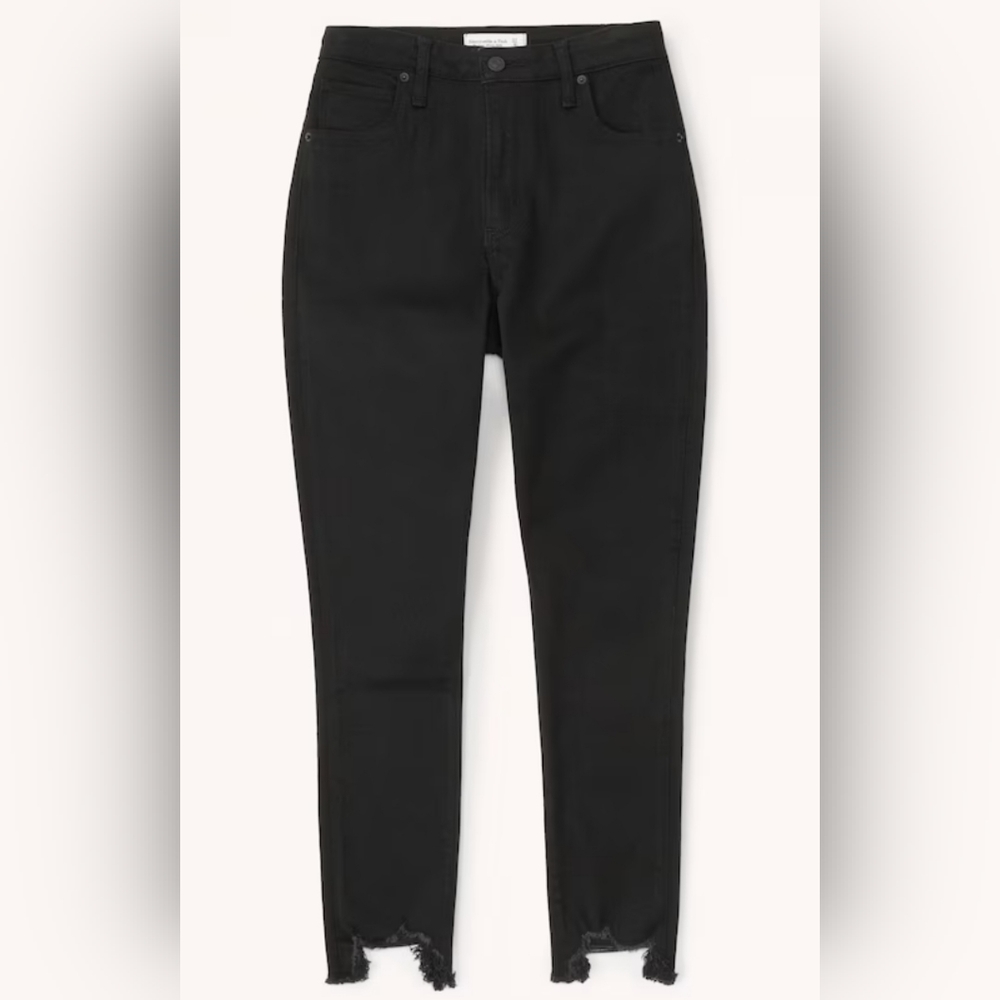 Abercrombie Curve Love High Rise Supet Skinny Frayed Ankle Jean